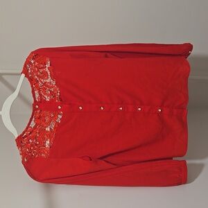 Agaci lace neck red blouse